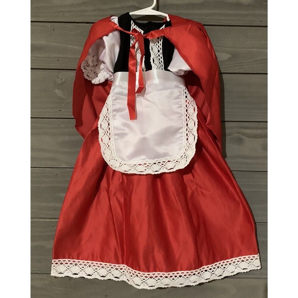 Girls Red Little Red Riding Hood Costume with White Apron